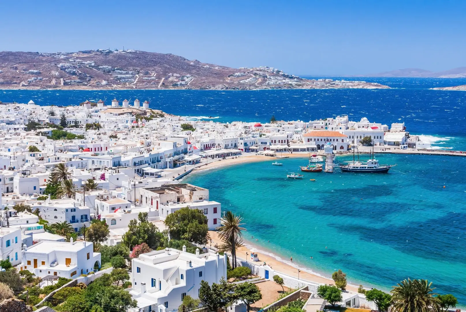 Widok na wyspę Mykonos