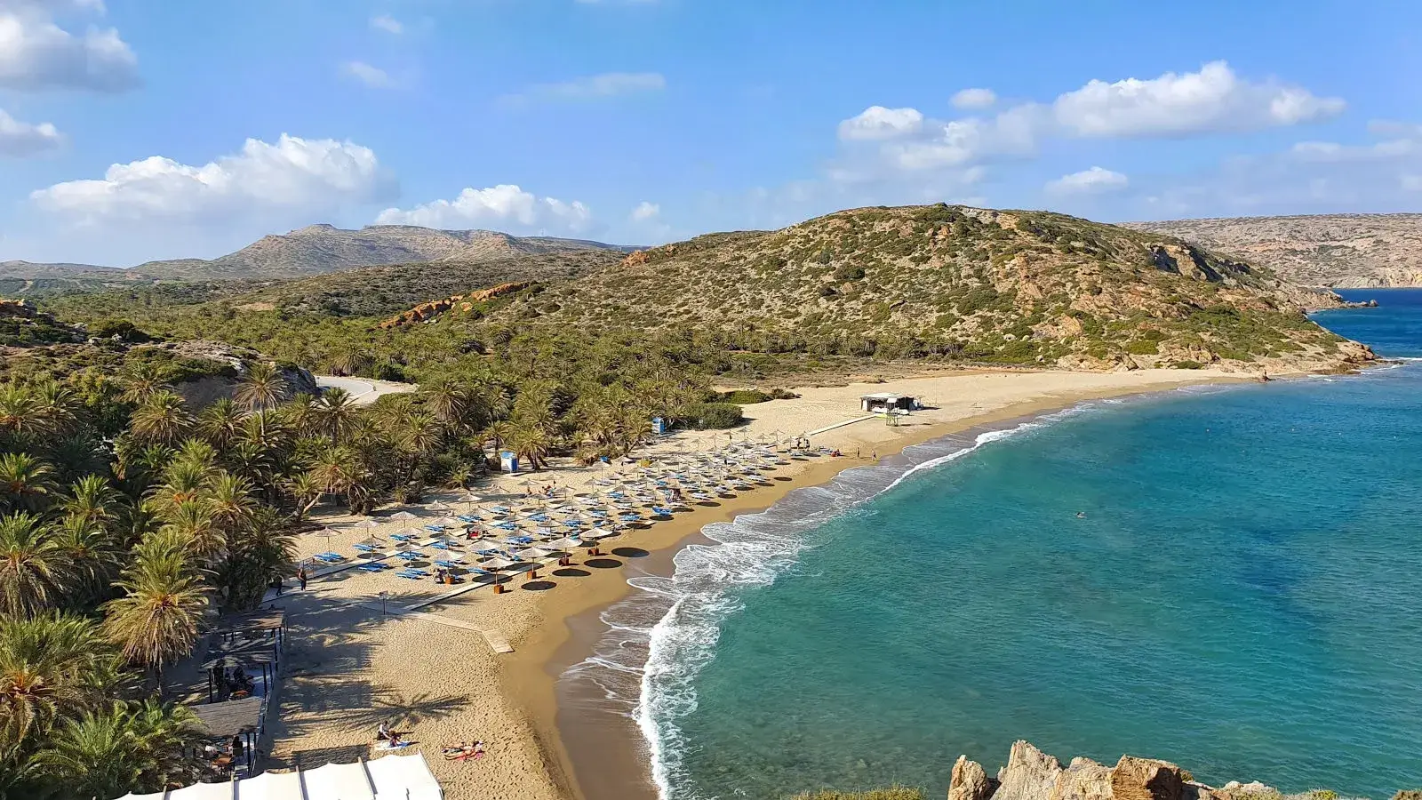 Widok na plażę palmową Vai